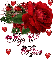 Hugs and Kisses - Glitter Red Rose with Hearts