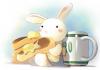 Bunny with Pancakes and Coffee 