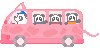cute kawaii pink panda bus