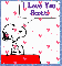 Snoopy Word Bubble (with floating hearts)- I Love You Scott
