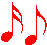 Red Music Notes