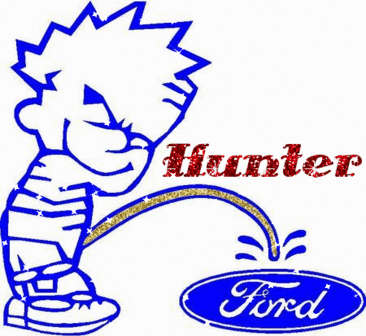 Calvin Peeing on Ford Logo (with sparkles)- Hunter