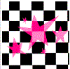 star/black and white checkered bg