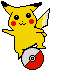 pikachu and a pokeball