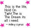 This is ther life, hold on tight. This is the dream, Its all i need. Requested by: righthere<3