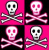 pink & black square skullz background