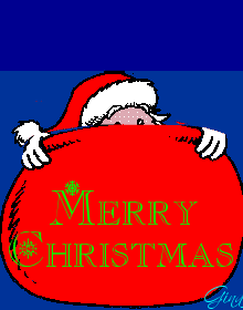 Santa Popping out of Bag (animated)- Merry Christmas