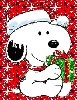 snoopy with a christmas present