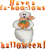 ghost holding a pumpkin