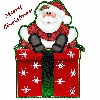 Santa on present with Merry Xmas text