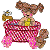 little girl in the bathtub with rubber duck