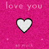 love you cute animated pink with white heart 
