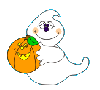 ghost holding pumpkin