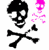 Pink and black skull