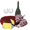 cheese, grapes and wine