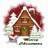 Cottage with Merry Christmas Text