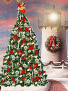 christmas tree with lighthouse