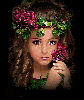 girl with rose in hair glittered