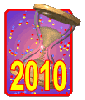 2010 new year hourglass and confetti