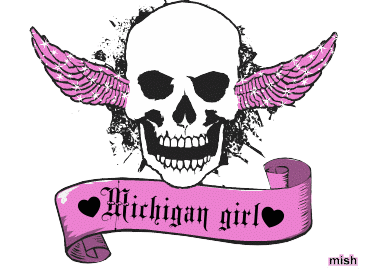 michigan girl light pink skull