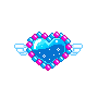 blue watery heart with wings