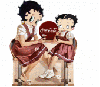 Two Betty Boop sit old fashion with Coca Cola