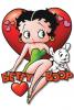 Betty Boop sit on her name with her dog