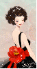 GIRL IN BLACK DRESS WITH RED FLOWER