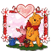 pooh bear with hearts and flowers