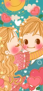 cute girl kissing her boyfriend