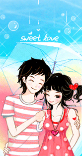 cute lovers under the umbrella