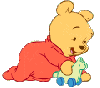 Baby Pooh with a toy