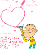 guy drawing a heart