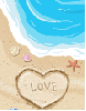 cute kawaii love heart on the sand