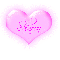 Sharon in a pink blinking heart