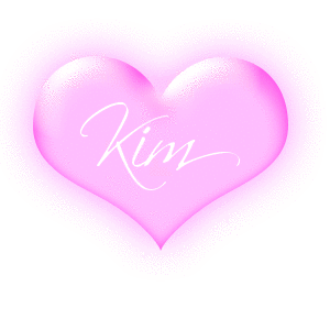 Kim in a pink blinking heart