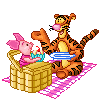 cute kawaii piglet & tiger picnic