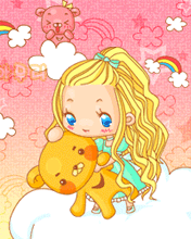 cute kawaii blonde girl with a teddy bear