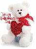 white bear with red bow and a heart Happy Valentines Day