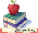 apple on top of books