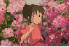 chihiro running through flower